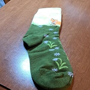 Green and White Fox Pattern Socks/ BUNDLE ONLY